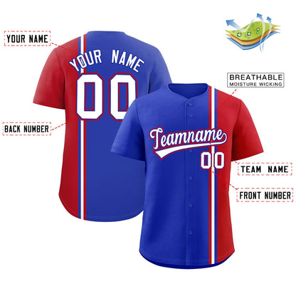 Custom Royal Red-White Personalized Color Block Authentic Baseball jersey