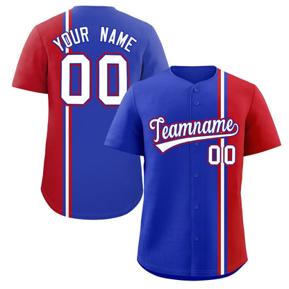 Custom Royal Red-White Personalized Color Block Authentic Baseball jersey