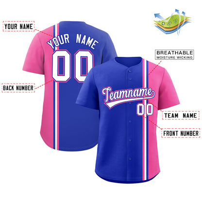 Custom Royal Pink-White Personalized Color Block Authentic Baseball jersey