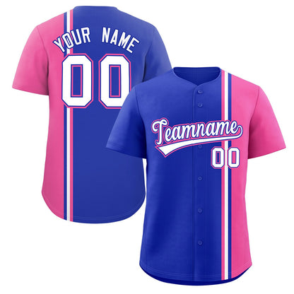 Custom Royal Pink-White Personalized Color Block Authentic Baseball jersey