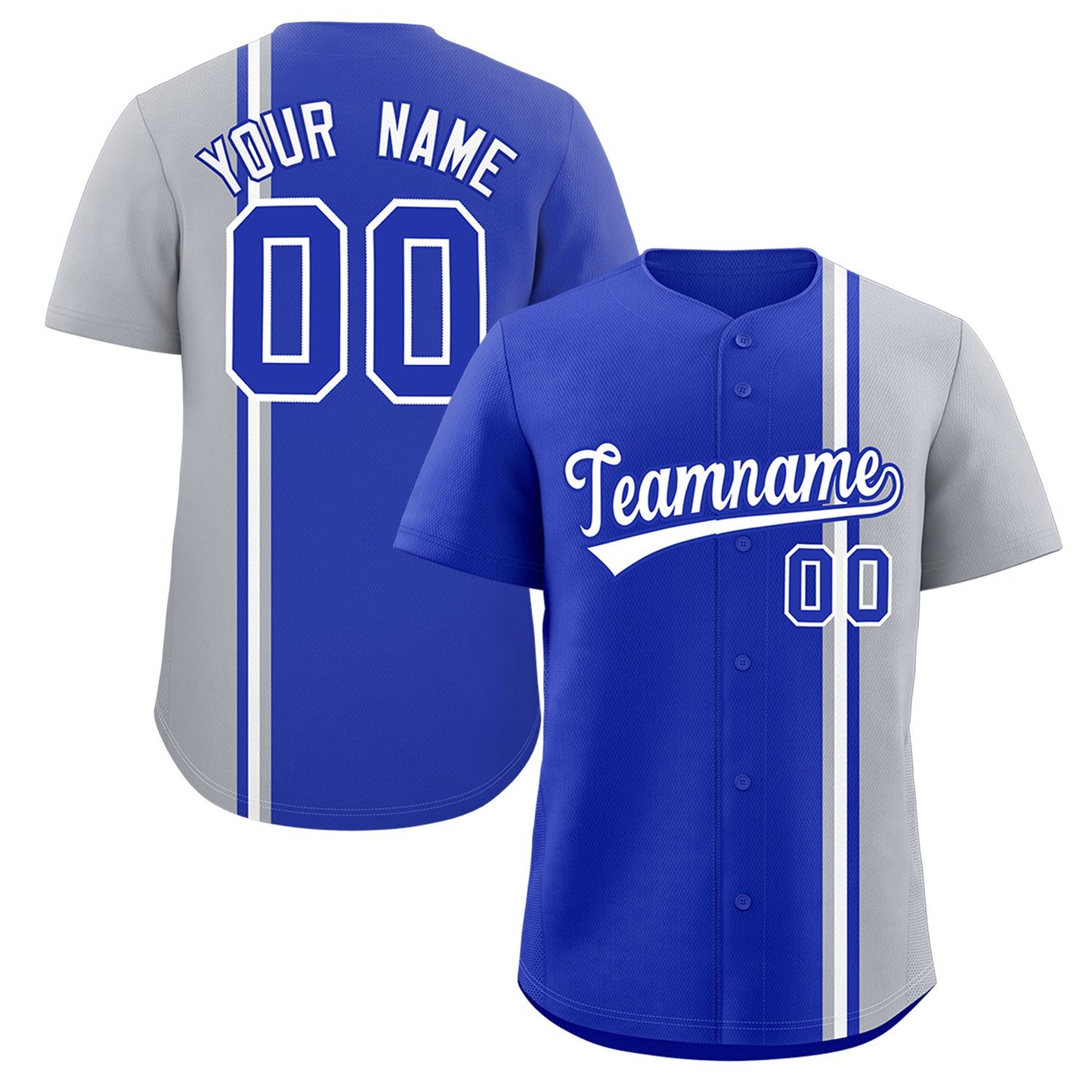 Custom Royal Gray-White Personalized Color Block Authentic Baseball jersey