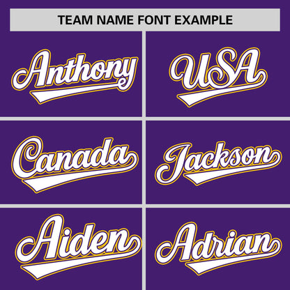 Custom Purple Gold-White Personalized Color Block Authentic Baseball jersey