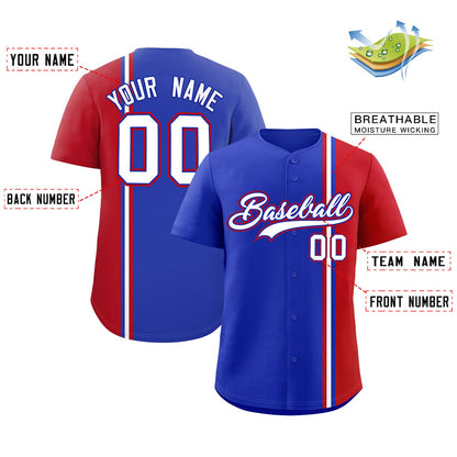 Custom Royal Red-White Personalized Color Block Authentic Baseball jersey