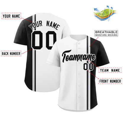 Custom White Black-Gray Personalized Color Block Authentic Baseball jersey