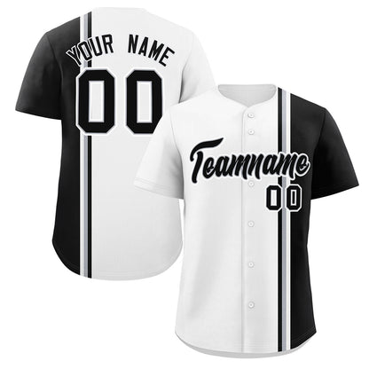 Custom White Black-Gray Personalized Color Block Authentic Baseball jersey