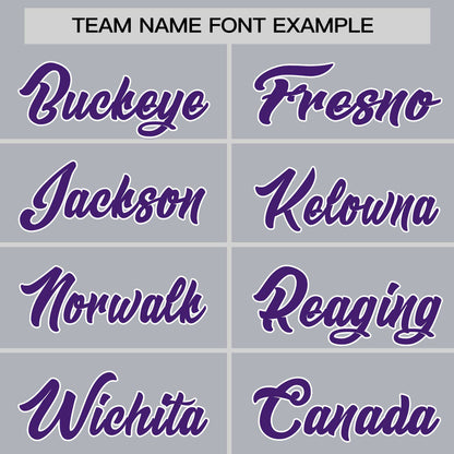 Custom Gray Purple-White Personalized Color Block Authentic Baseball jersey