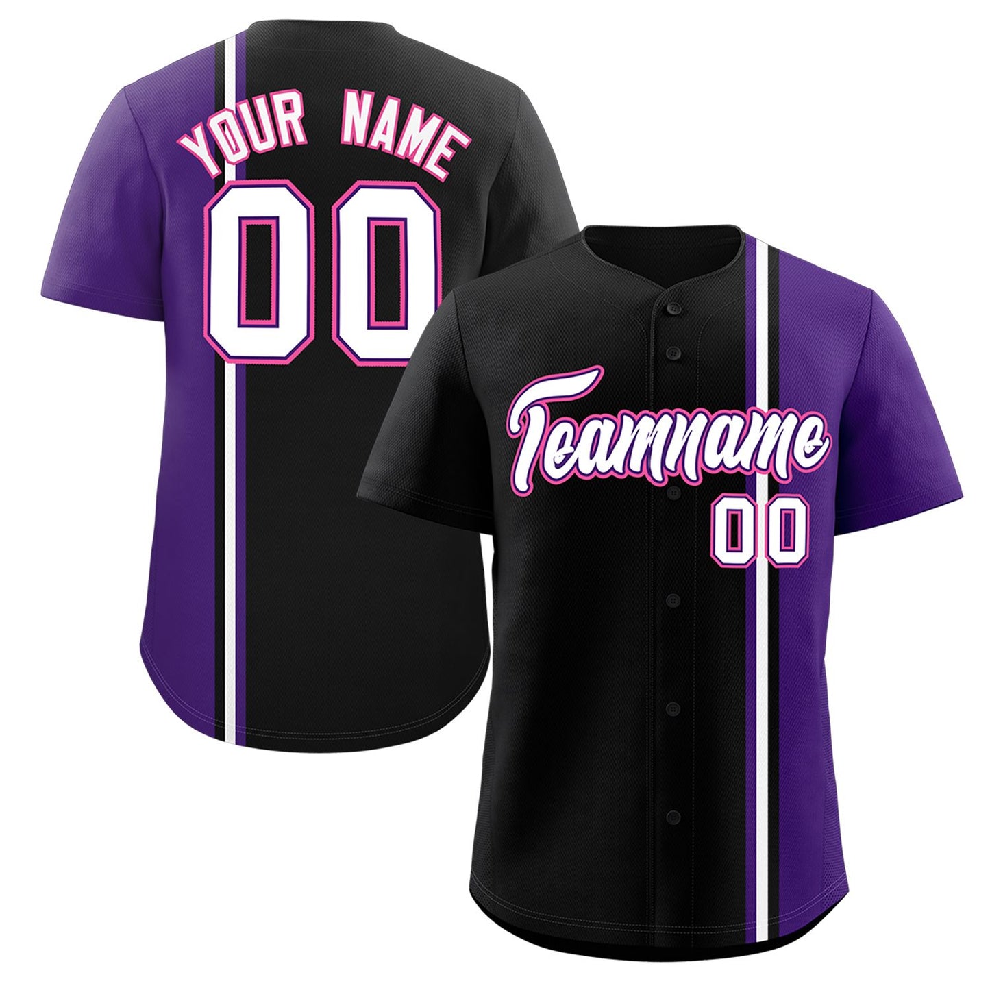 Custom Black Purple-White Personalized Color Block Authentic Baseball jersey