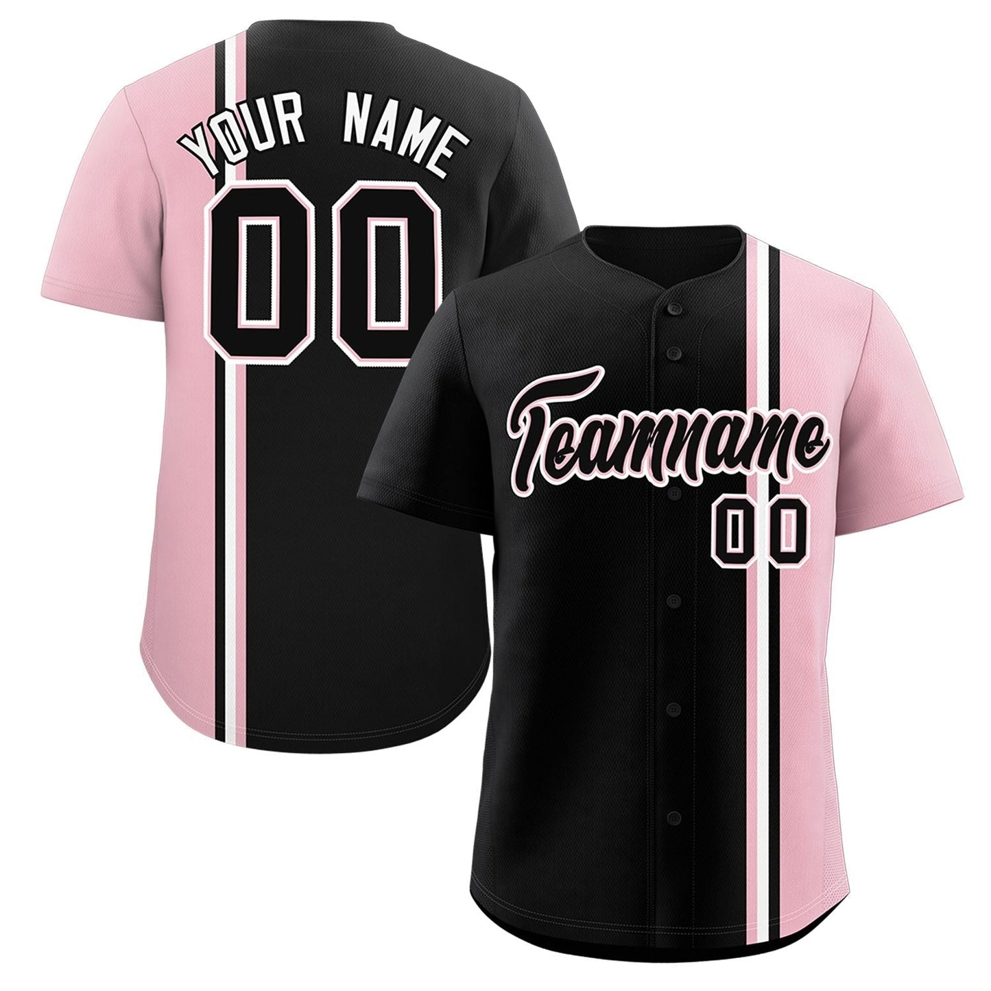 Custom Black Light Pink-White Personalized Color Block Authentic Baseball jersey