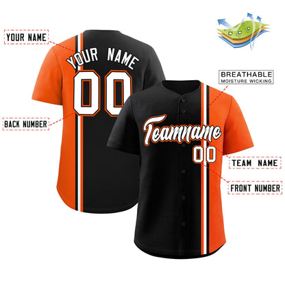 Custom Black Orange-White Personalized Color Block Authentic Baseball jersey