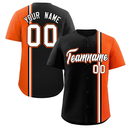 Custom Black Orange-White Personalized Color Block Authentic Baseball jersey