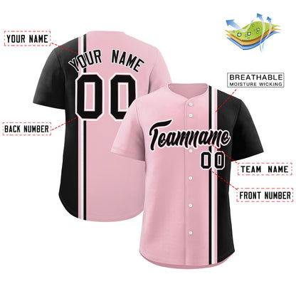 Custom Light Pink Powder Blue-White Personalized Color Block Authentic Baseball jersey