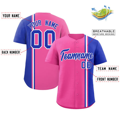 Custom Pink Royal-White Personalized Color Block Authentic Baseball jersey