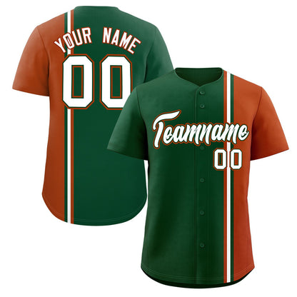 Custom Green Texas Orange-White Personalized Color Block Authentic Baseball jersey