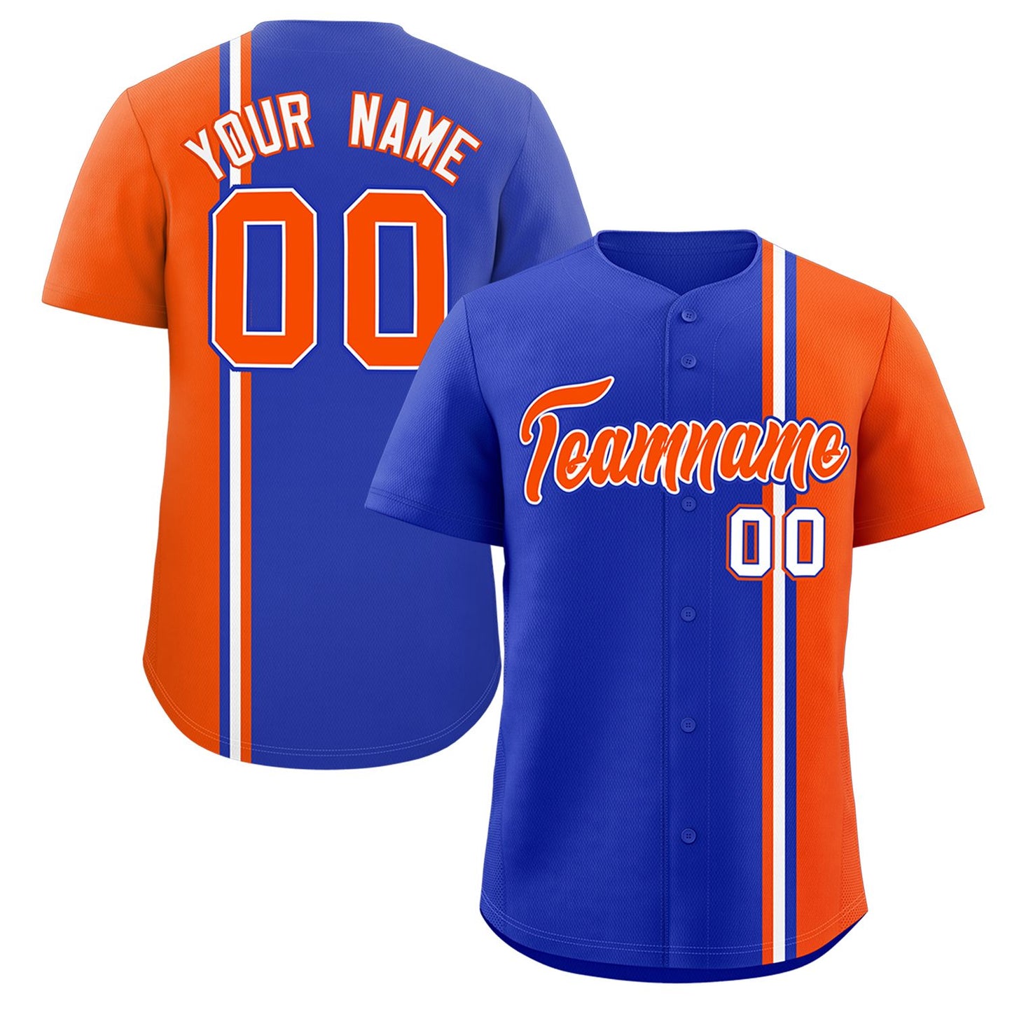 Custom Royal Orange-White Personalized Color Block Authentic Baseball jersey