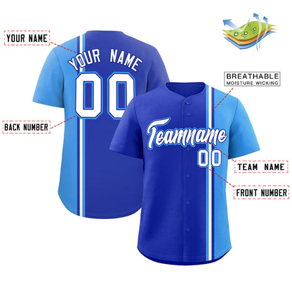 Custom Powder Blue Royal-White Personalized Color Block Authentic Baseball jersey