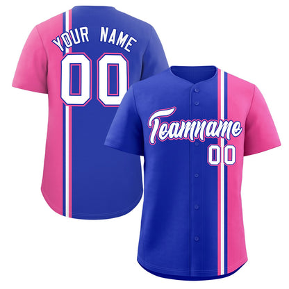 Custom Royal Pink-White Personalized Color Block Authentic Baseball jersey