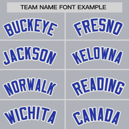 Custom Gray Royal Pinstripe Personalized Raglan Sleeves Authentic Baseball Jersey