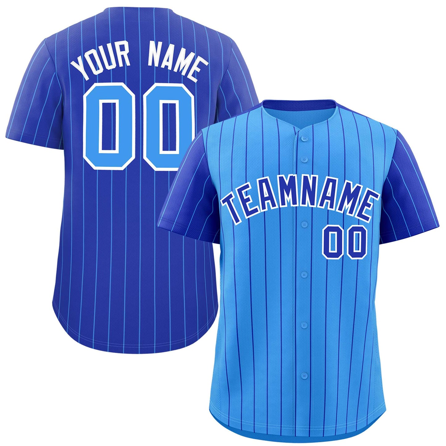 Custom Powder Blue Royal Pinstripe Personalized Raglan Sleeves Authentic Baseball Jersey