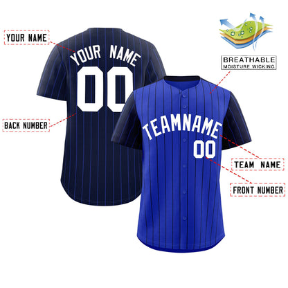 Custom Royal Navy Pinstripe Personalized Raglan Sleeves Authentic Baseball Jersey