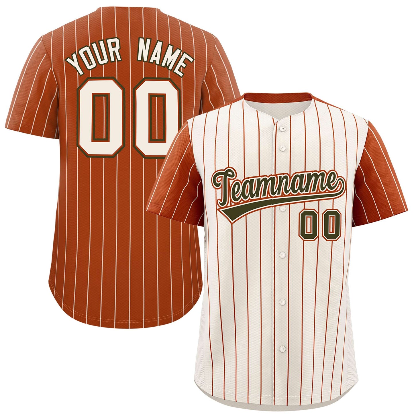 Custom Cream Texas Orange Pinstripe Personalized Raglan Sleeves Authentic Baseball Jersey