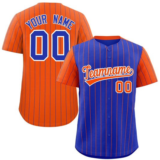 Custom Royal Orange Pinstripe Personalized Raglan Sleeves Authentic Baseball Jersey