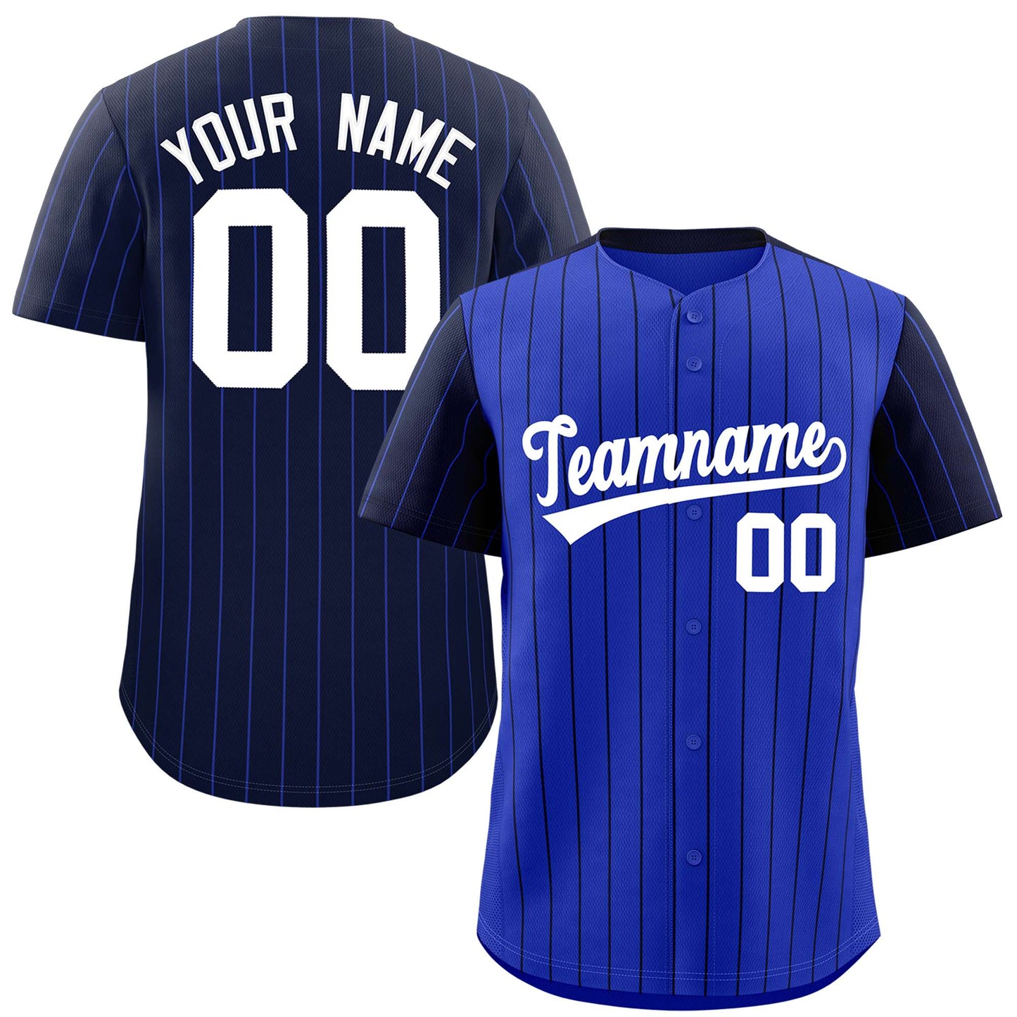 Custom Royal Navy Pinstripe Personalized Raglan Sleeves Authentic Baseball Jersey