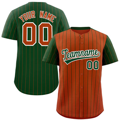 Custom Texas Orange Green Pinstripe Personalized Raglan Sleeves Authentic Baseball Jersey