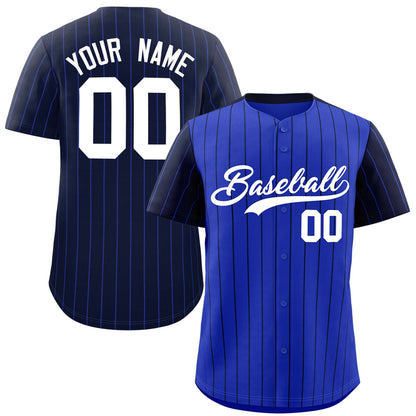 Custom Royal Navy Pinstripe Personalized Raglan Sleeves Authentic Baseball Jersey