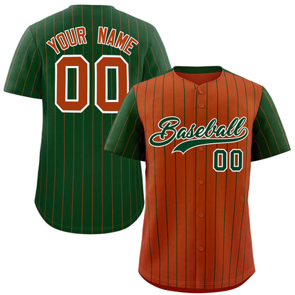 Custom Texas Orange Green Pinstripe Personalized Raglan Sleeves Authentic Baseball Jersey