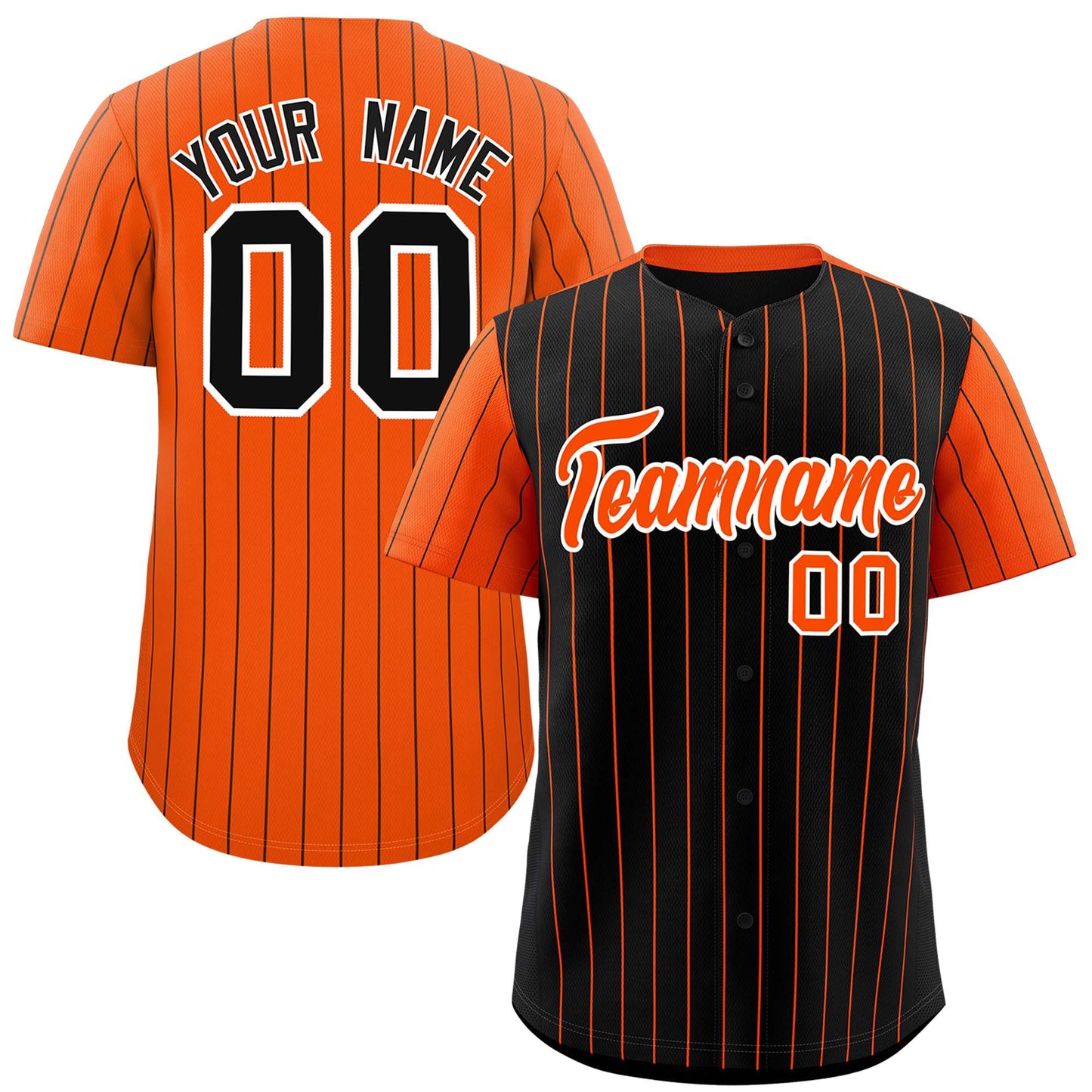 Custom Black Orange Pinstripe Personalized Raglan Sleeves Authentic Baseball Jersey