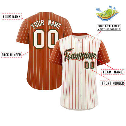 Custom Cream Texas Orange Pinstripe Personalized Raglan Sleeves Authentic Baseball Jersey