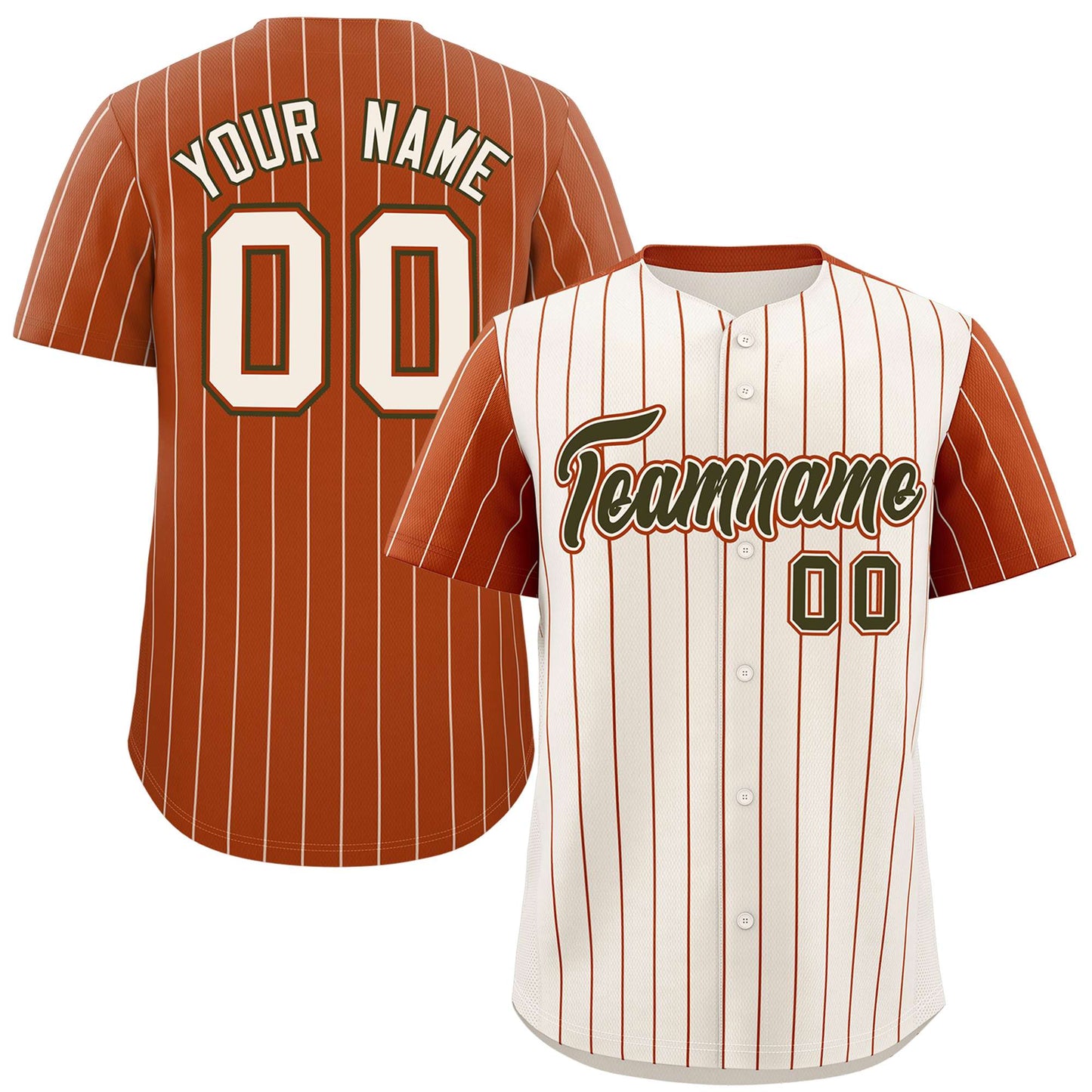 Custom Cream Texas Orange Pinstripe Personalized Raglan Sleeves Authentic Baseball Jersey