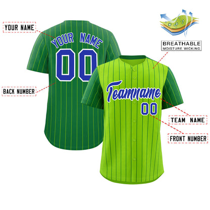 Custom Neon Green Kelly Green Pinstripe Personalized Raglan Sleeves Authentic Baseball Jersey