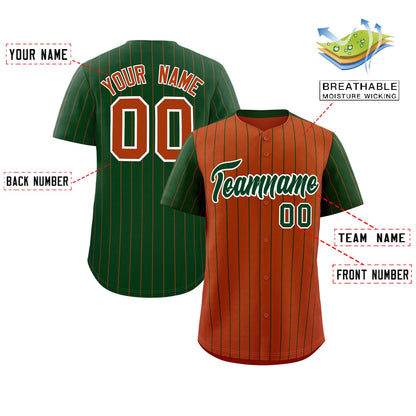 Custom Texas Orange Green Pinstripe Personalized Raglan Sleeves Authentic Baseball Jersey