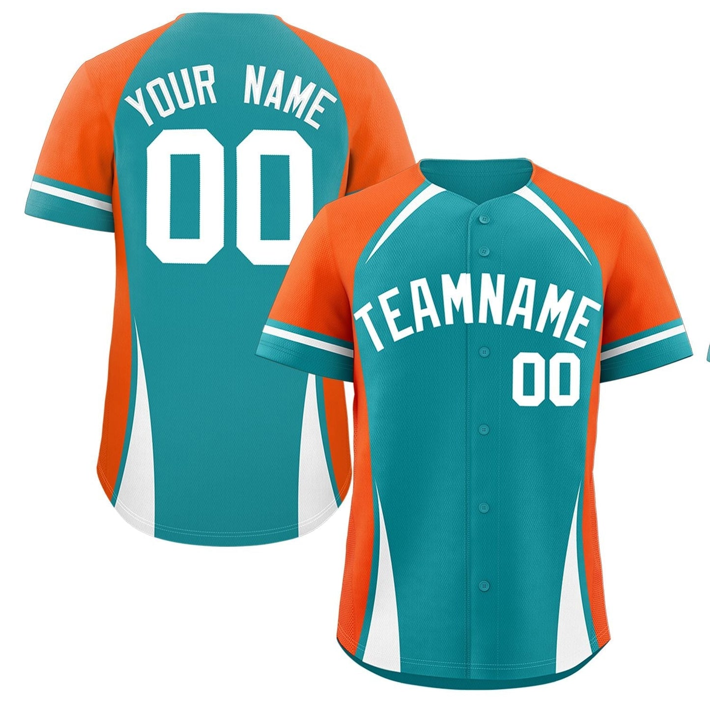 Custom Aqua Orange-White Personalized Color Block Authentic Baseball Jersey