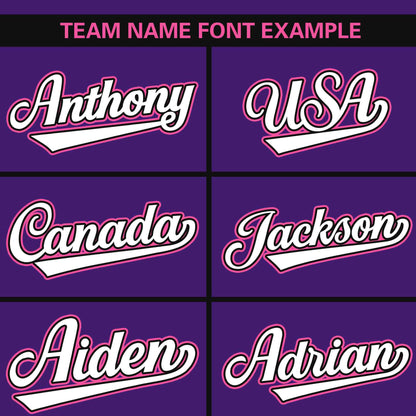 Custom Purple Black-Pink Personalized Color Block Authentic Baseball Jersey