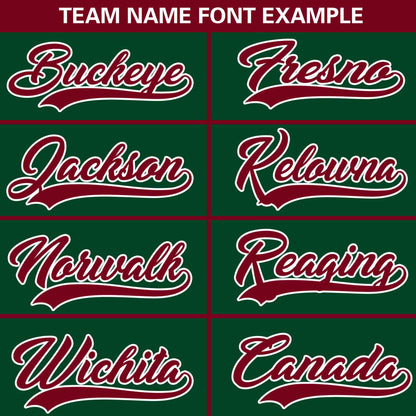 Custom Green Crimson-White Personalized Color Block Authentic Baseball Jersey