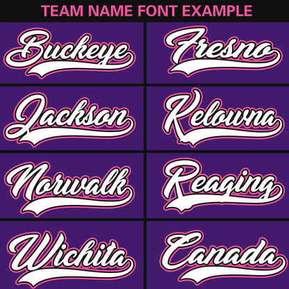 Custom Purple Black-Pink Personalized Color Block Authentic Baseball Jersey