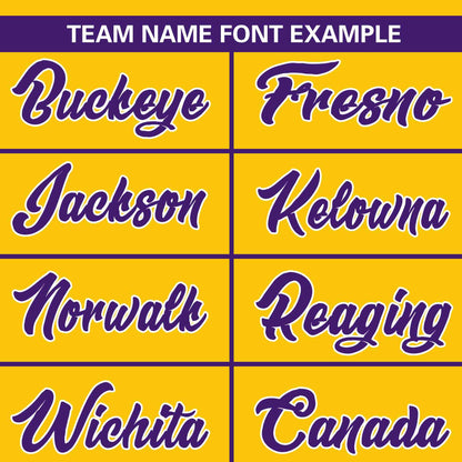 Custom Gold Purple-White Personalized Color Block Authentic Baseball Jersey