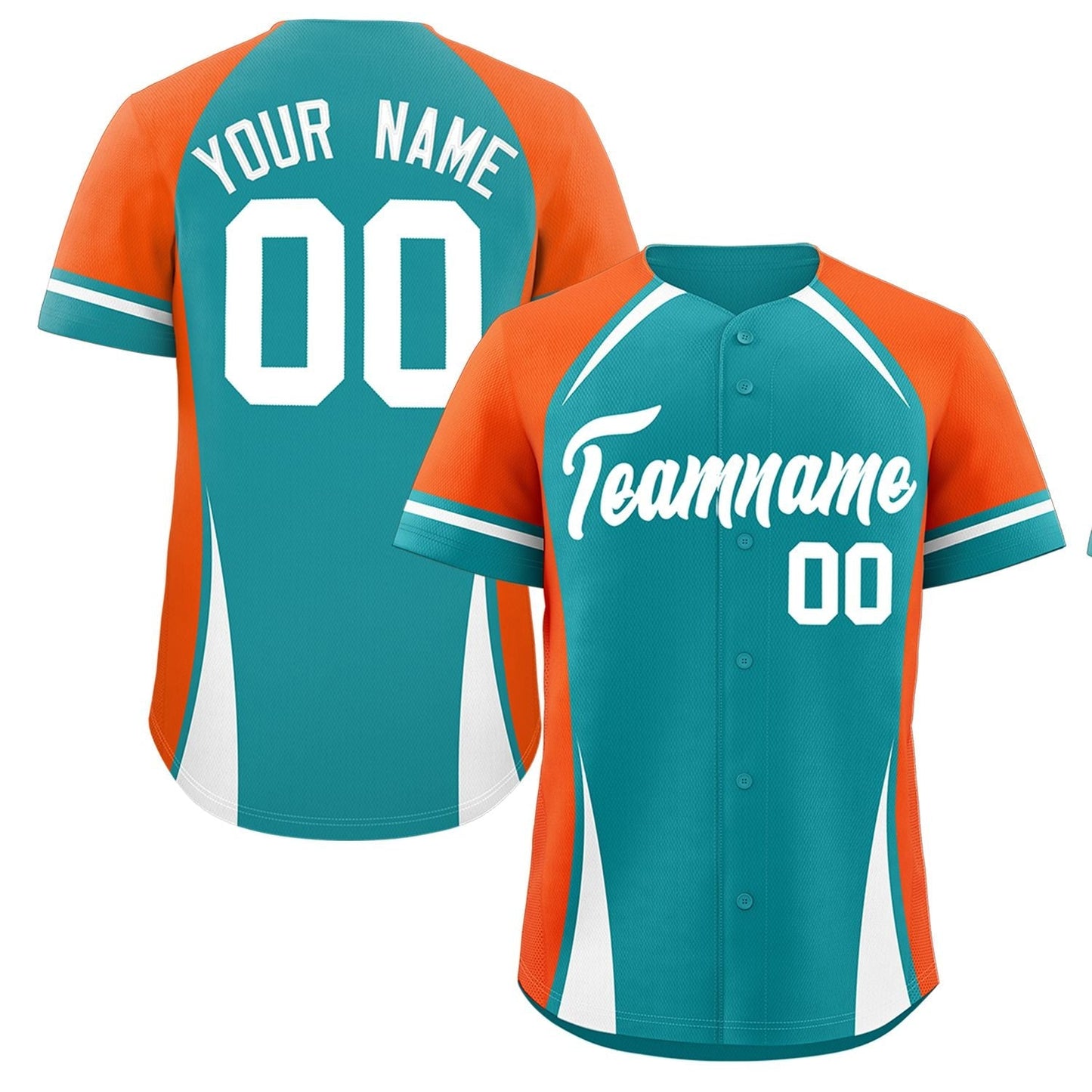 Custom Aqua Orange-White Personalized Color Block Authentic Baseball Jersey