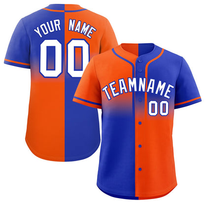 Custom Royal Orange Personalized Symmetrical Gradient Design Authentic Baseball Jersey