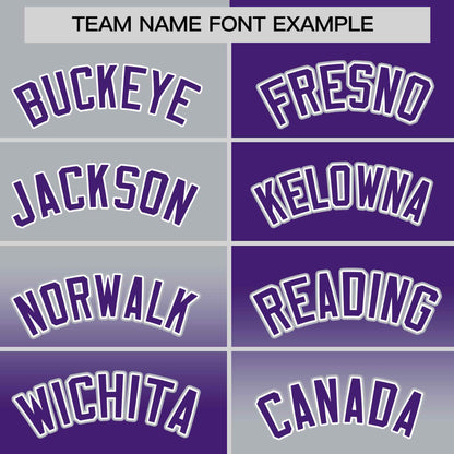 Custom Purple Gray Personalized Symmetrical Gradient Design Authentic Baseball Jersey