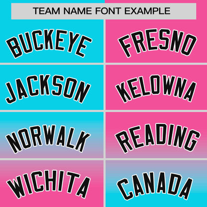 Custom Pink Sky Blue Personalized Symmetrical Gradient Design Authentic Baseball Jersey