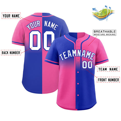 Custom Pink Royal Personalized Symmetrical Gradient Design Authentic Baseball Jersey