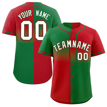 Custom Red Kelly Green Personalized Symmetrical Gradient Design Authentic Baseball Jersey