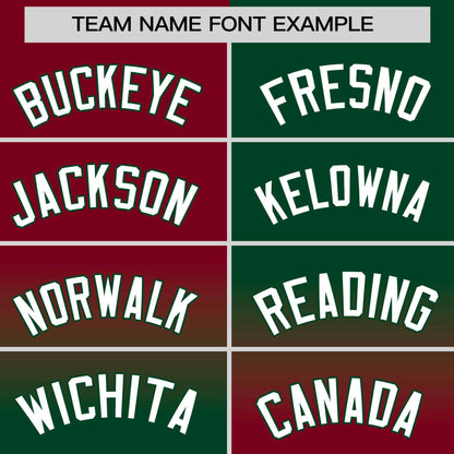 Custom Green Crimson Personalized Symmetrical Gradient Design Authentic Baseball Jersey