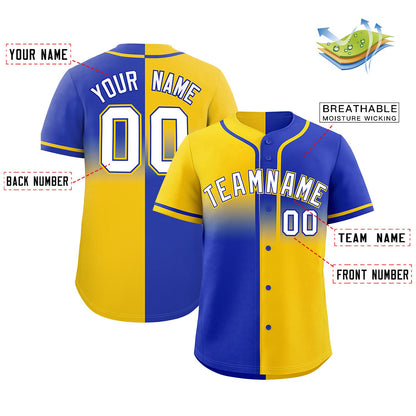 Custom Royal Gold Personalized Symmetrical Gradient Design Authentic Baseball Jersey