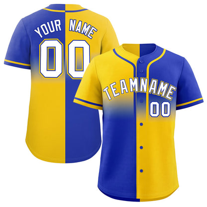 Custom Royal Gold Personalized Symmetrical Gradient Design Authentic Baseball Jersey