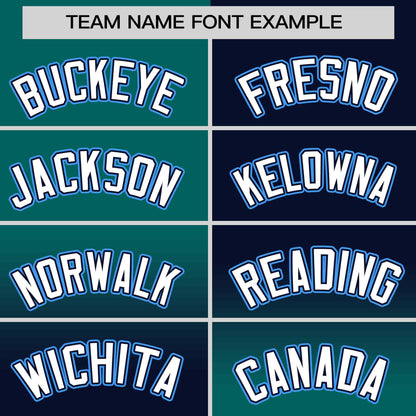 Custom Navy Aqua Personalized Symmetrical Gradient Design Authentic Baseball Jersey