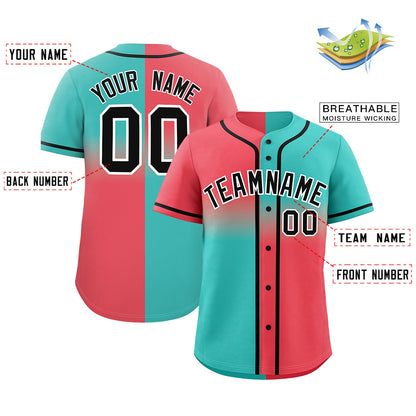 Custom Bright Green Light Red Personalized Symmetrical Gradient Design Authentic Baseball Jersey